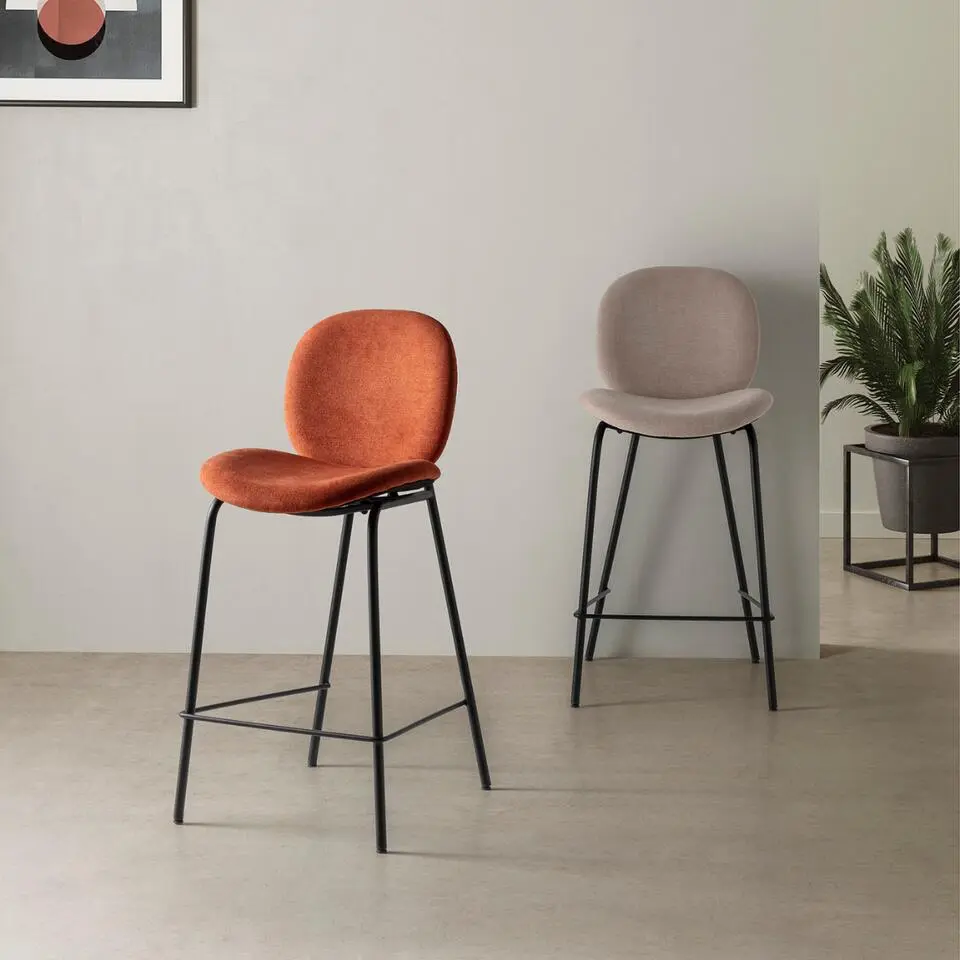 CALICOSY - Set van 2 krukken in stof CORI - 54x43x66 cm