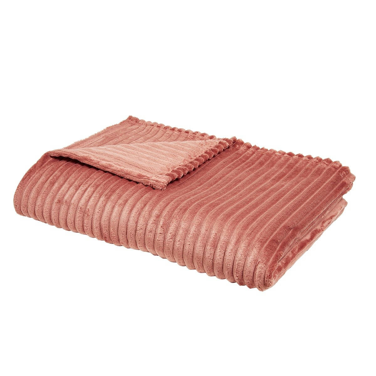 ESSENTIAL - Plaid cotelé uni en Polyester Rouge 150X200 cm