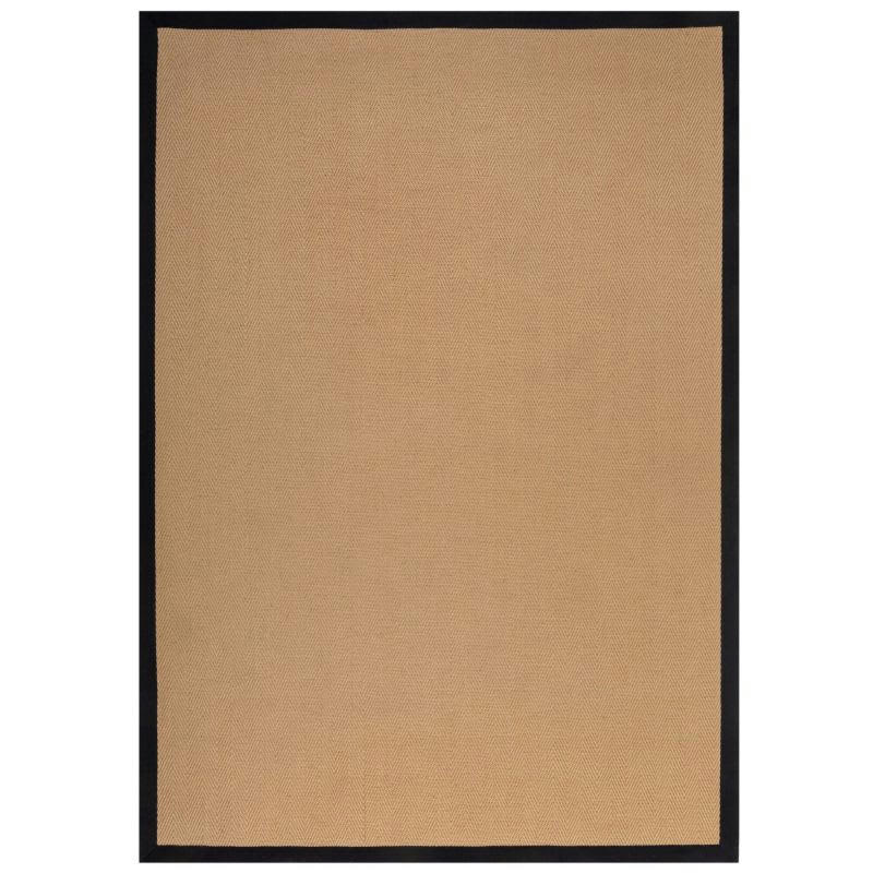 KIRA - Tapis en jute beige avec bords noirs Herringbone 120 x 170