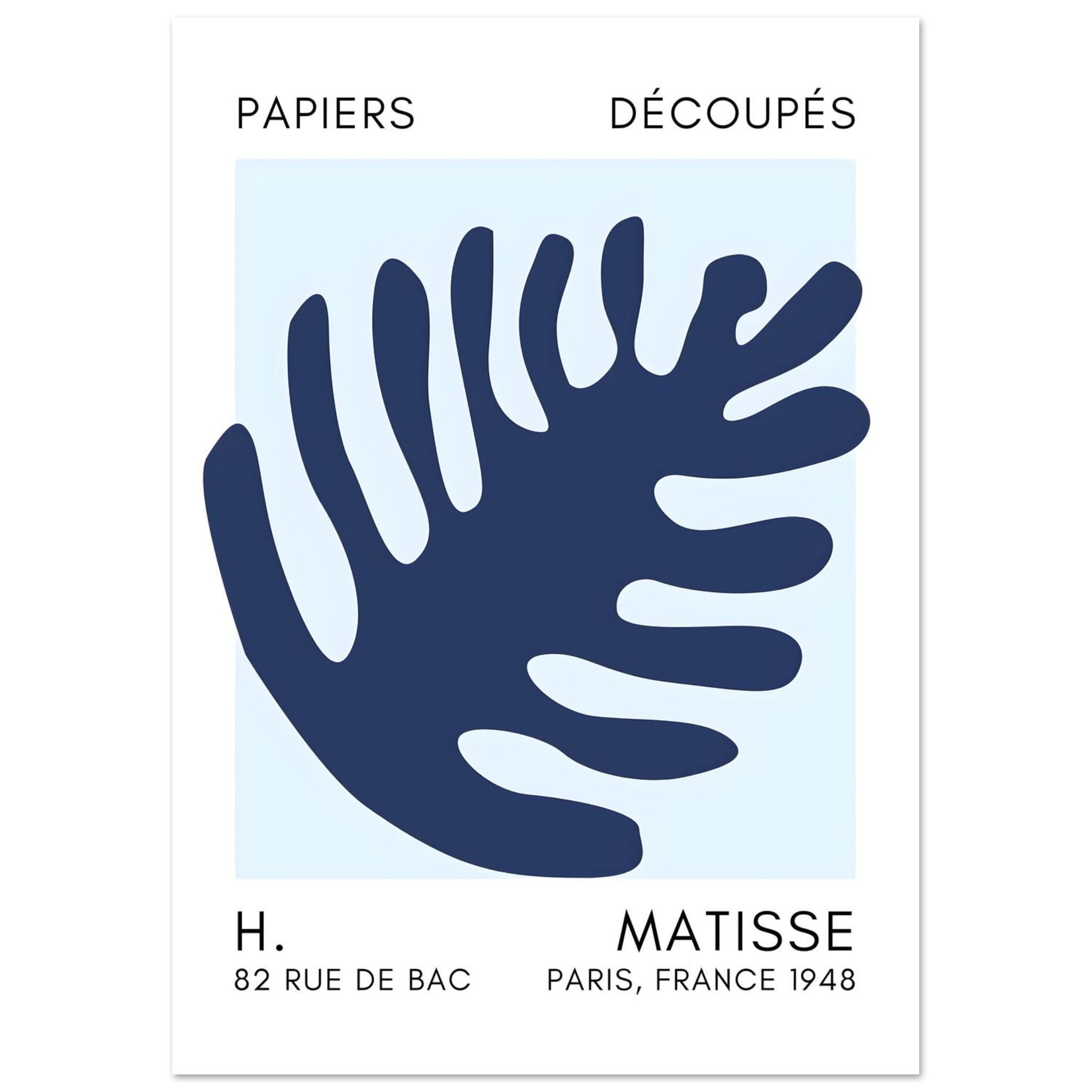 Artfulprints Poster Matisse – Coral bloom navy blue I  - A4 21x29.7 cm - Blauw