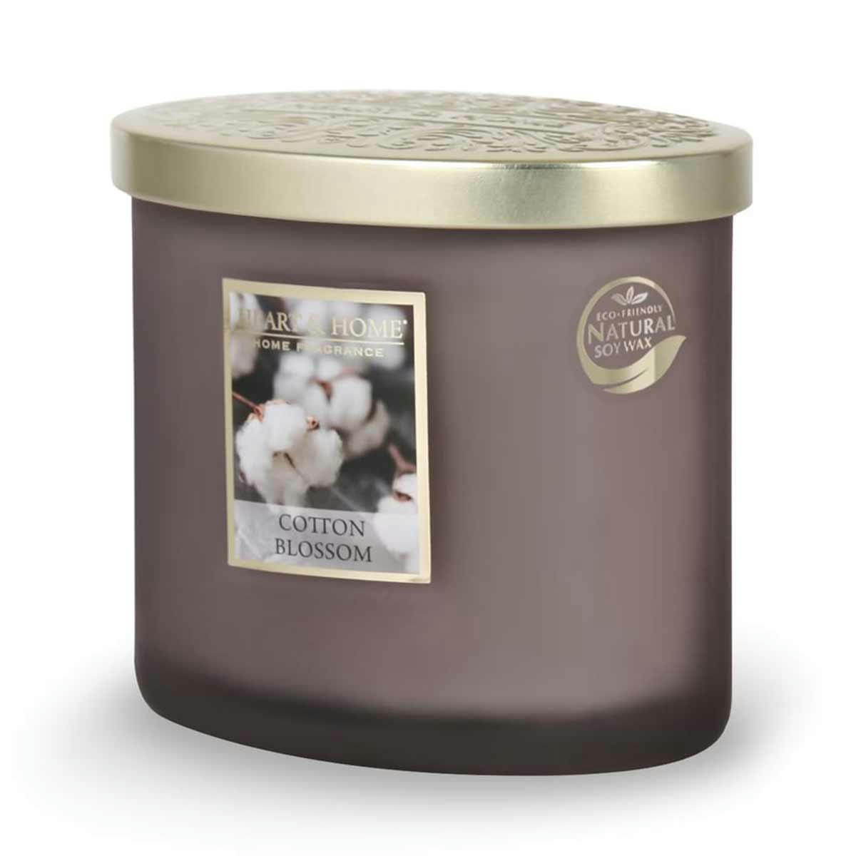 - Bougie ellipse 2 mèches fleurs de coton