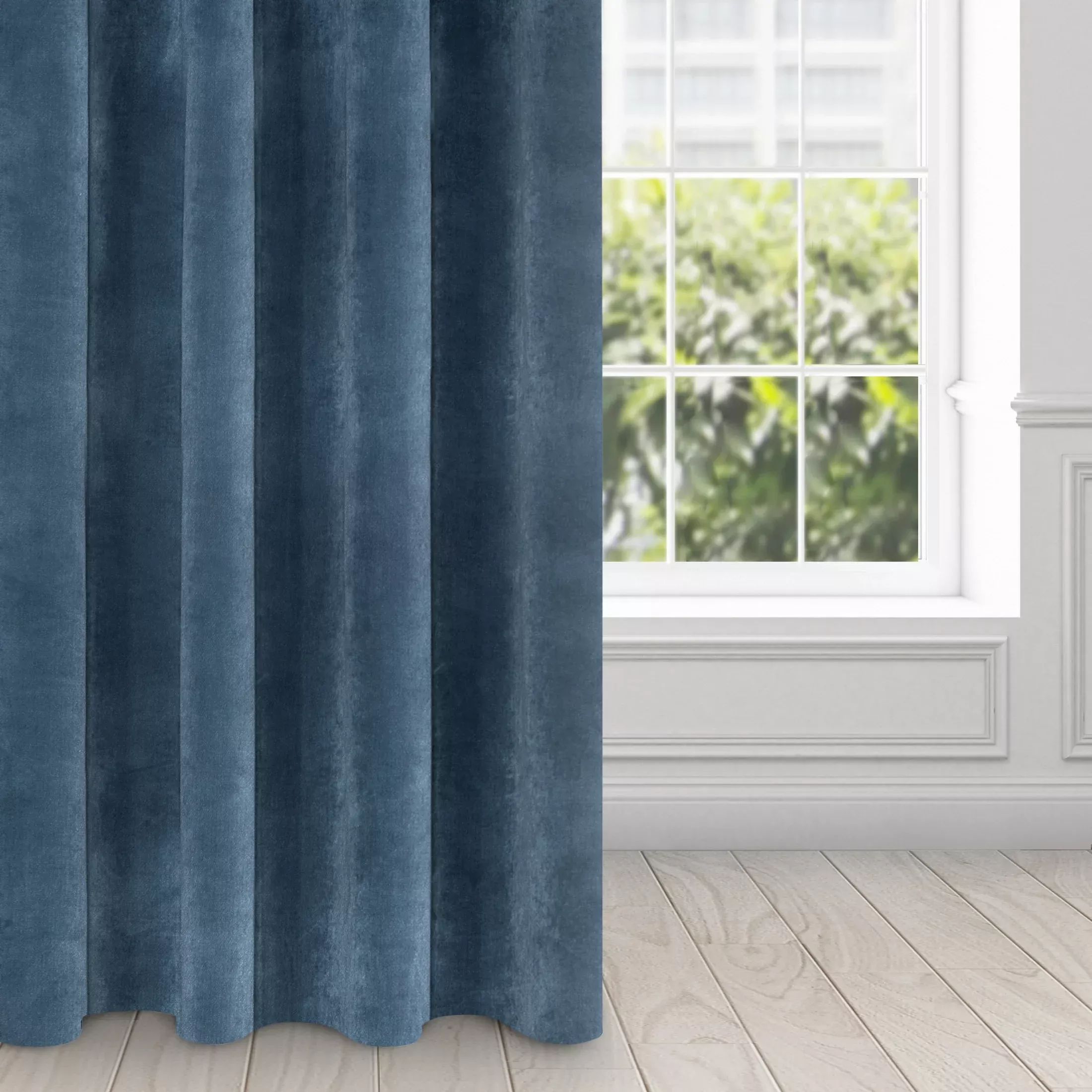 Zasłona granatowa z ekskluzywnego aksamitnego welwetu 290 g/m2 140x250 cm 10 szt. przelotek - RIA - Diva Line