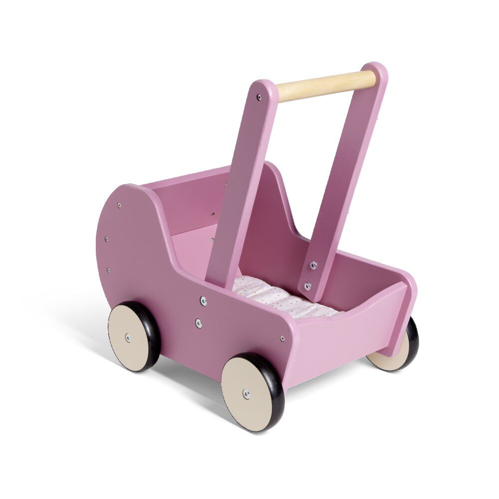 Jouet poussette enfant en bois rose