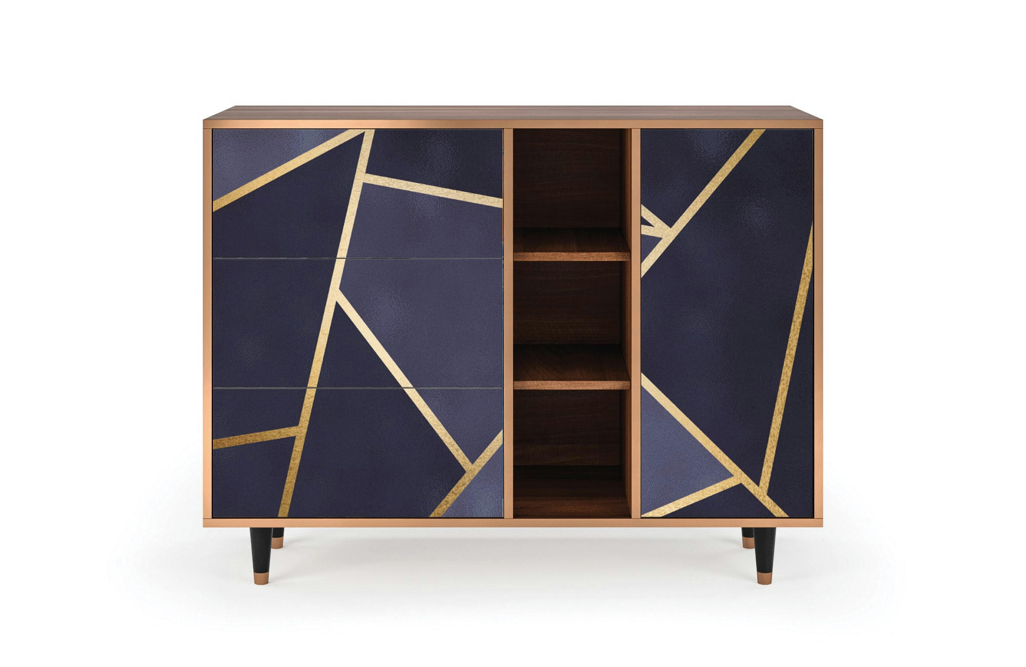 THE AMETHYST - Buffet  bleu 3 tiroirs et 1 porte L 125 cm