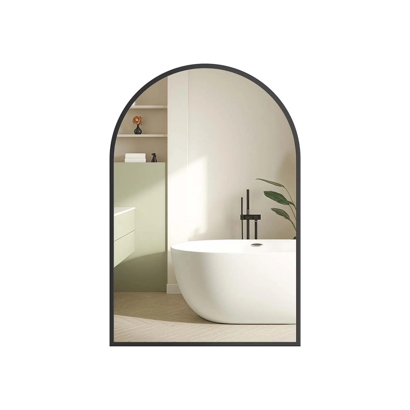 Miroir mural arqué avec cadre en aluminium