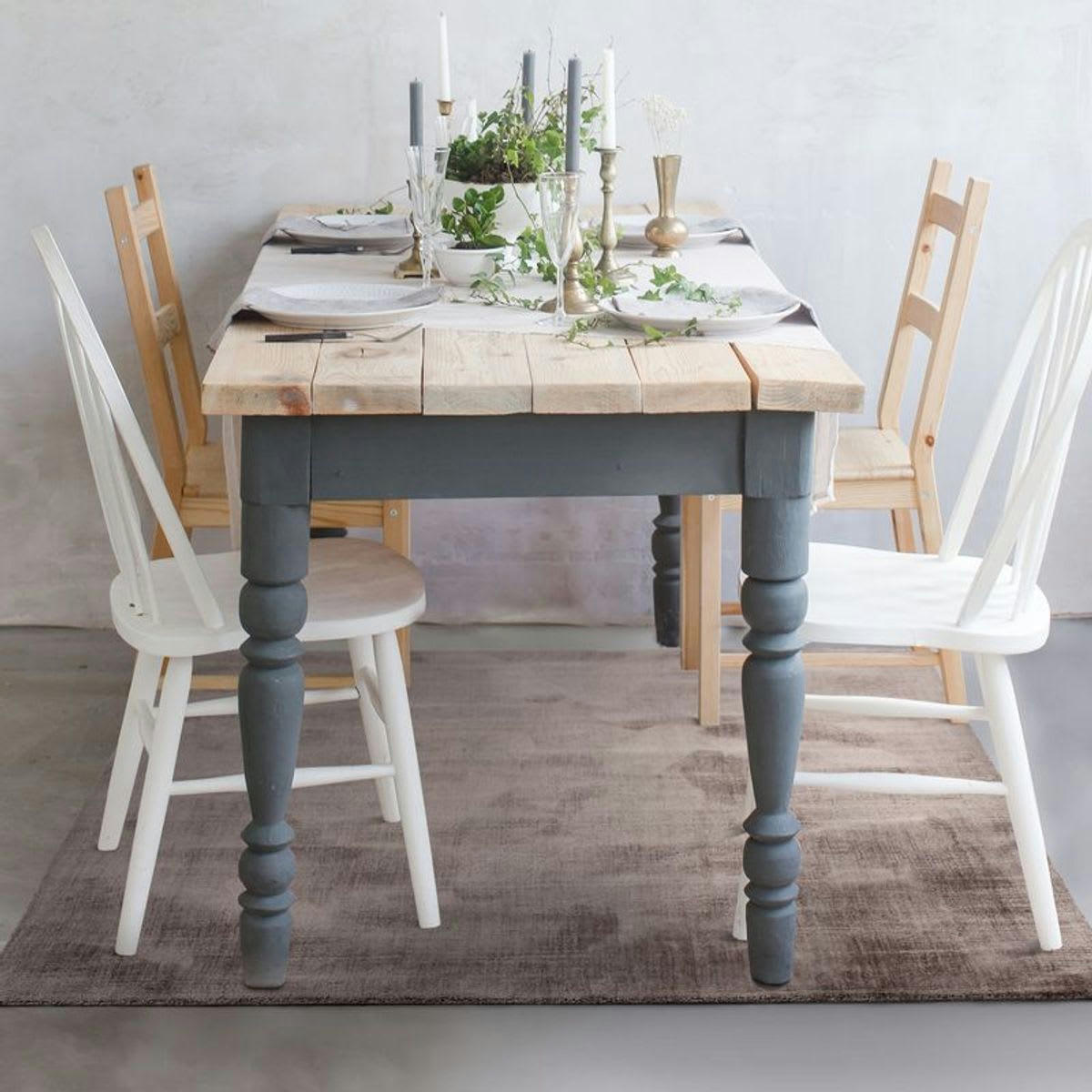 SANTAL - Tapis aspect velours taupe 120x170