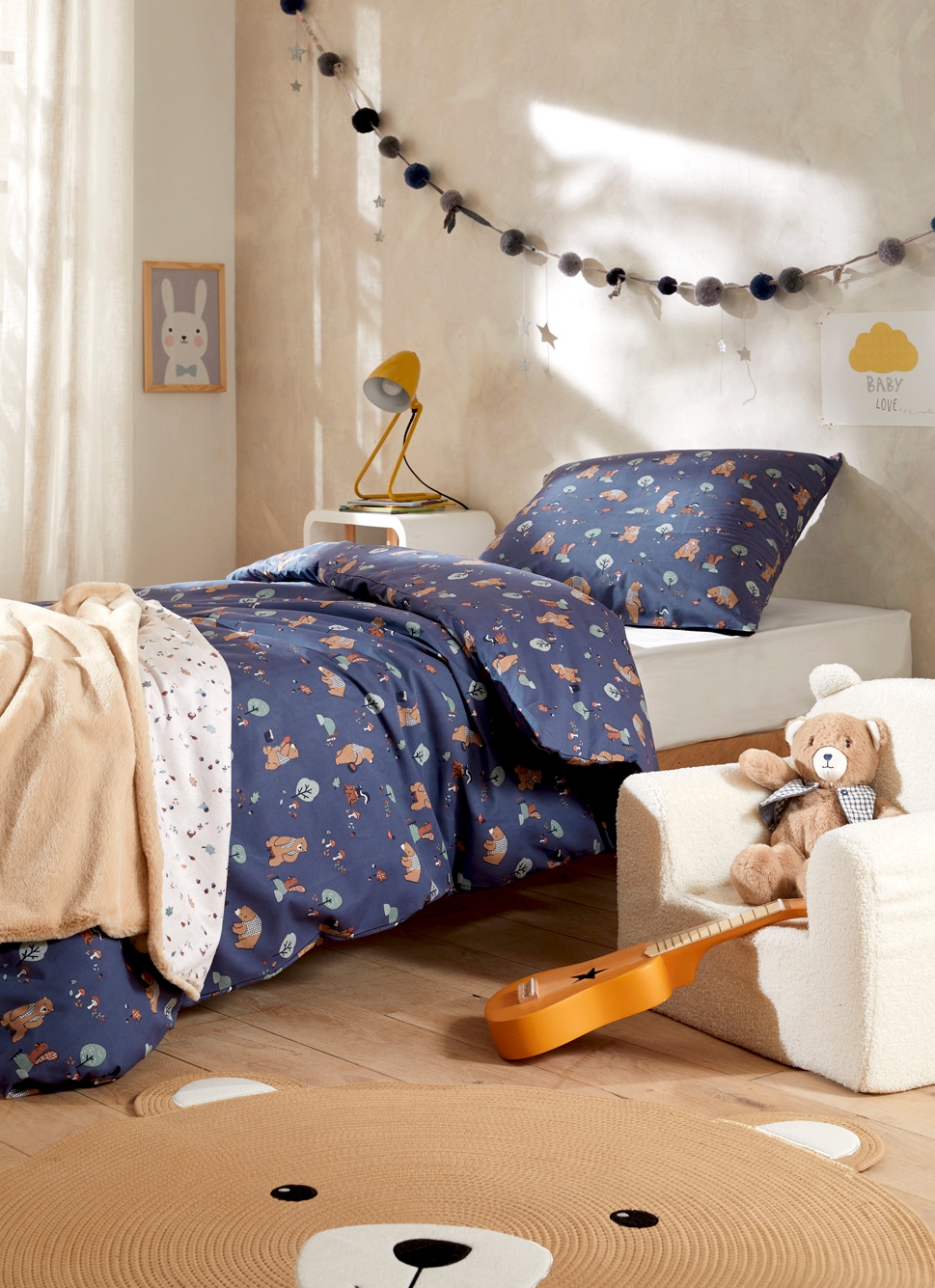 PARURE DE LIT BÉBÉ OURS BLEU