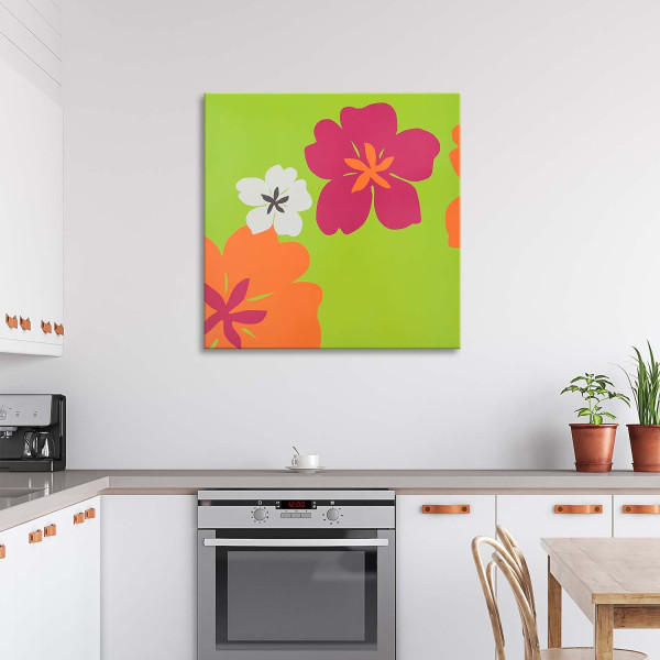 Feeby Obraz na płótnie Kilka kwiatów na zielonym tle 30x30
