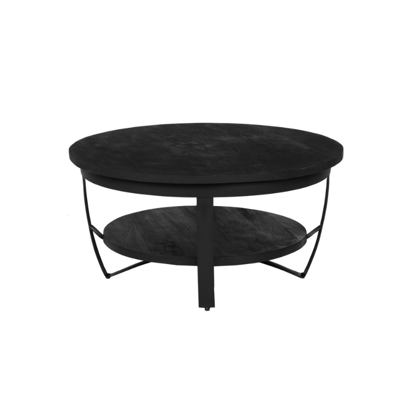 StarFurn Salontafel Paras - Rond Zwart Hout - 70x70x35cm