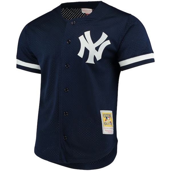 Bernie Williams New York Yankees Cooperstown Collection Mesh Batting Practice Button-Up Jersey - Navy