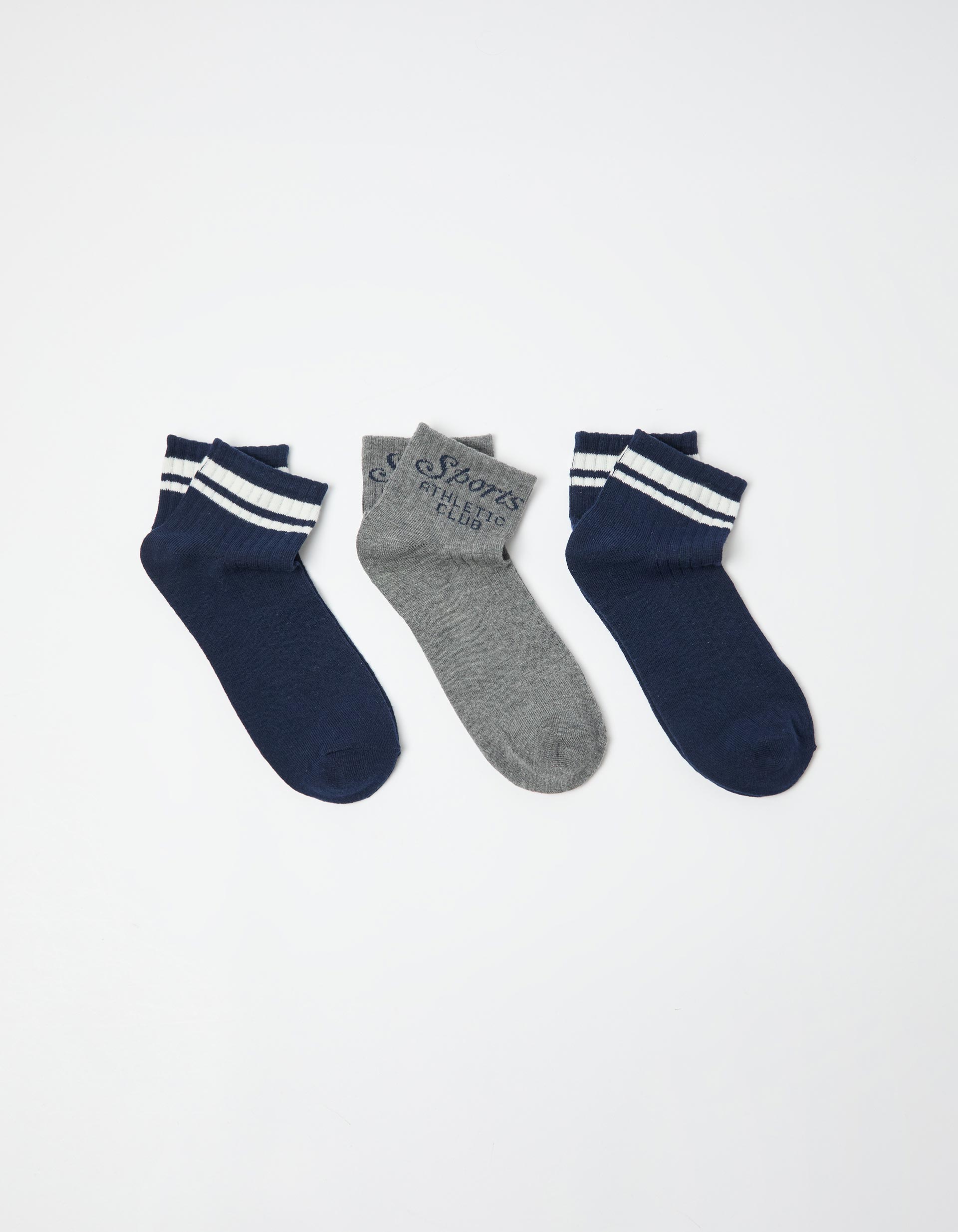 Pack 3 Pares de Meias Tornozelo, Homem, Azul Escuro