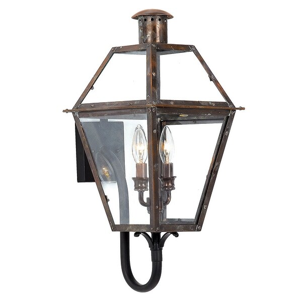 Luxury Historic Outdoor Wall Light, 23.5"H x 10.5"W, with Tudor Style, Antique Gas Lantern Design, Rustic Copper Finish