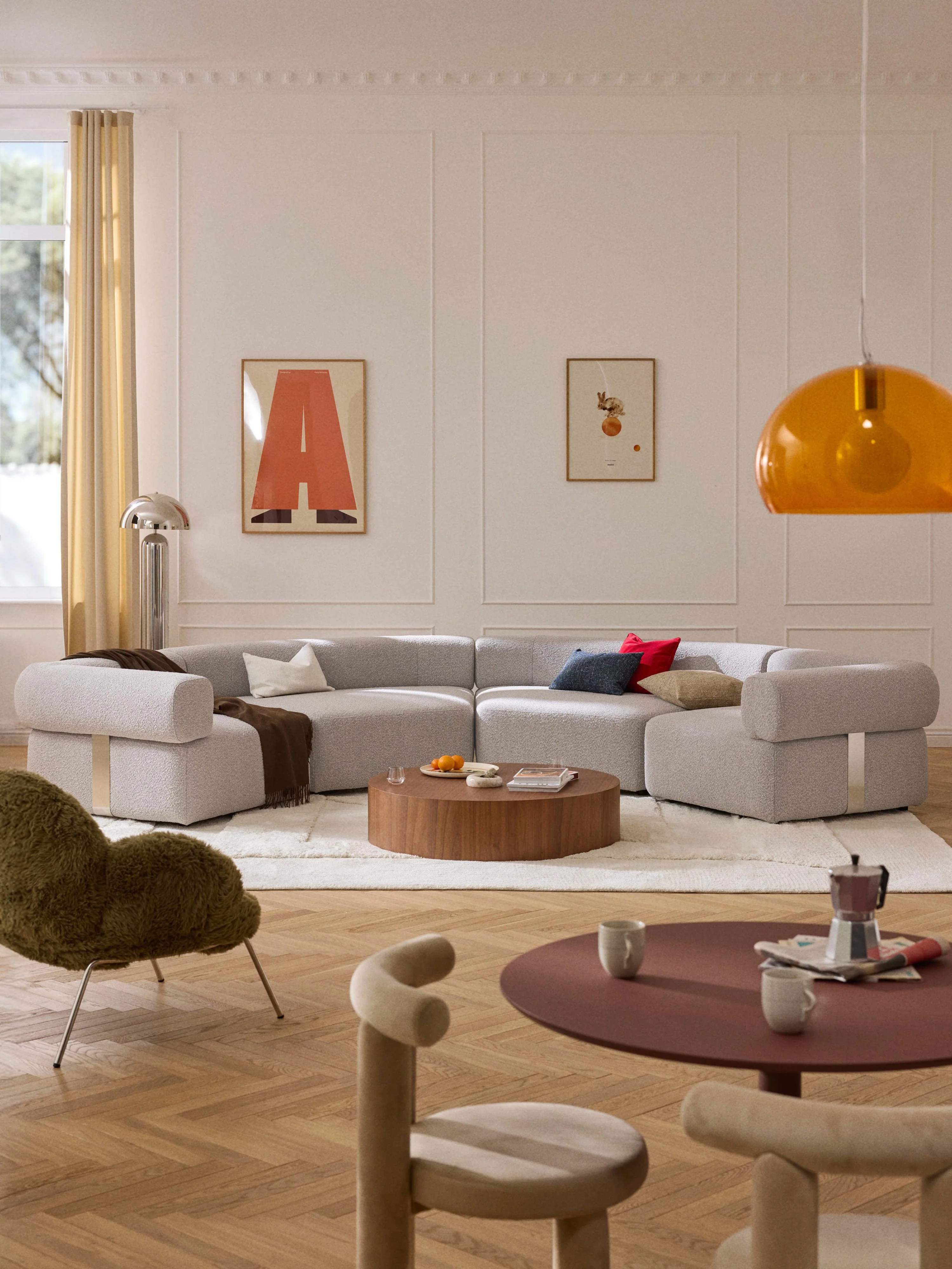Großes modulares Bouclé-Sofa Anton