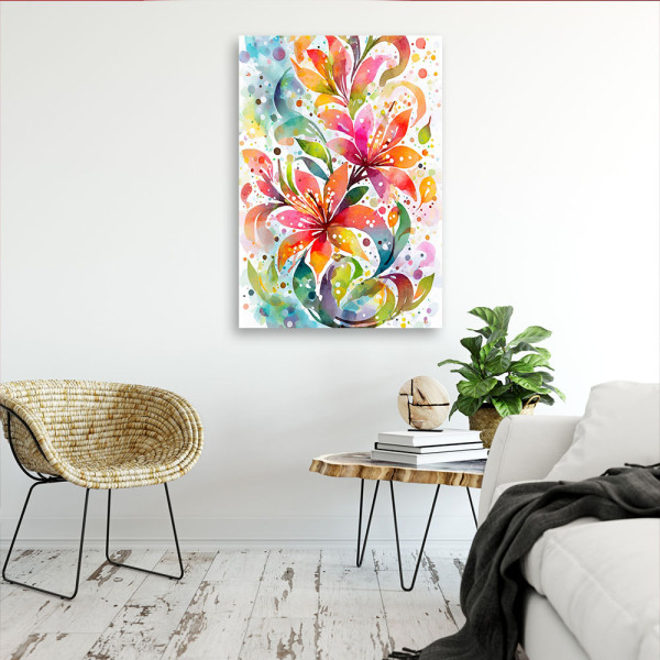 Feeby Obraz do salonu, Kwiaty Lilie Akwarela Kolorowy Natura 40x60