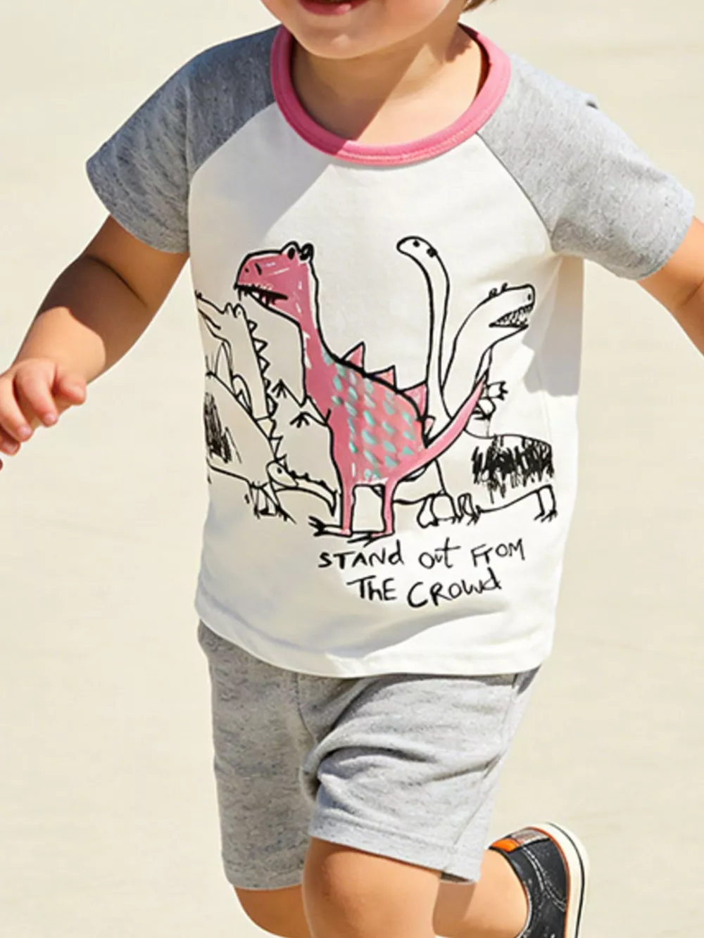 Children's Dinosaur Print Raglan Sleeve T-Shirt