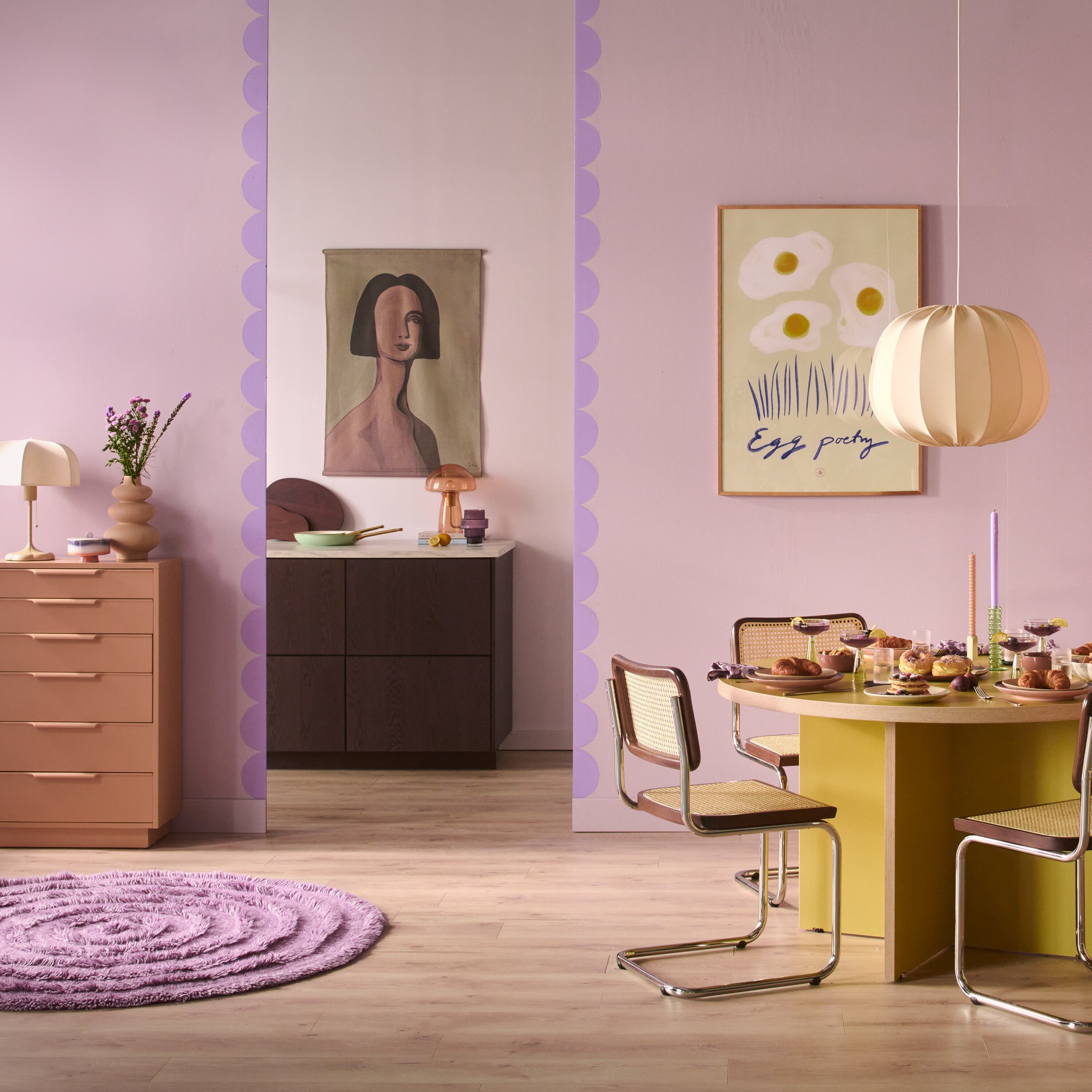 HKliving Round Woolen Vloerkleed Ø 150 cm - Lilac