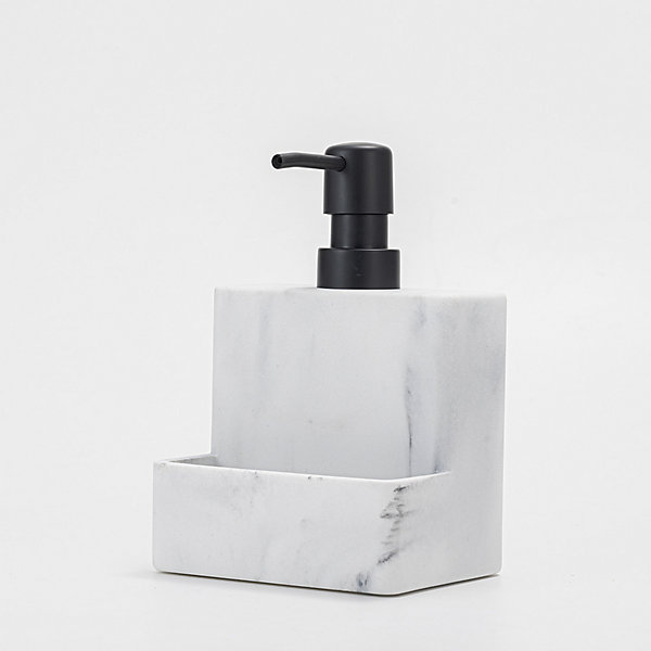 Distributeur de savon avec porte-éponge, pompe 2 en 1 et porte-éponge pour évier