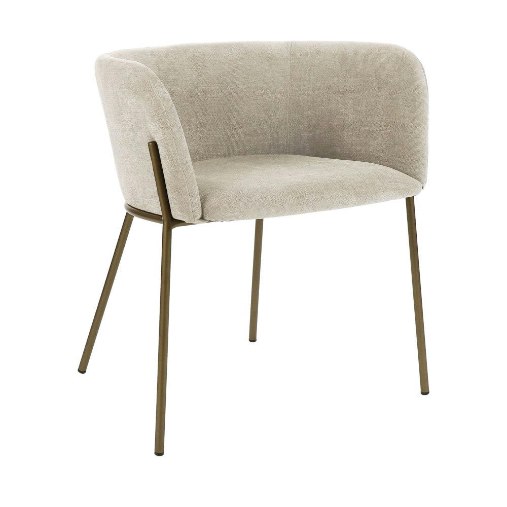 POLKA - Fauteuil de table en velours pieds métal beige