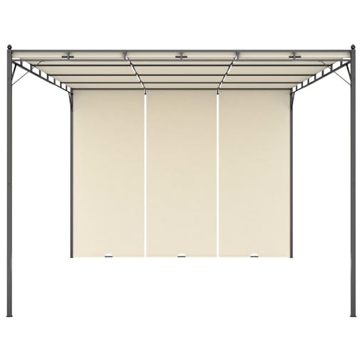 NNEVL Garden Gazebo with Side Curtain 4x3x2.25 m Cream