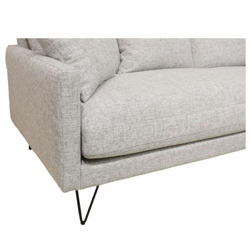 VILLABON - Canapé 4 places en tissu pieds épingles noirs gris chiné