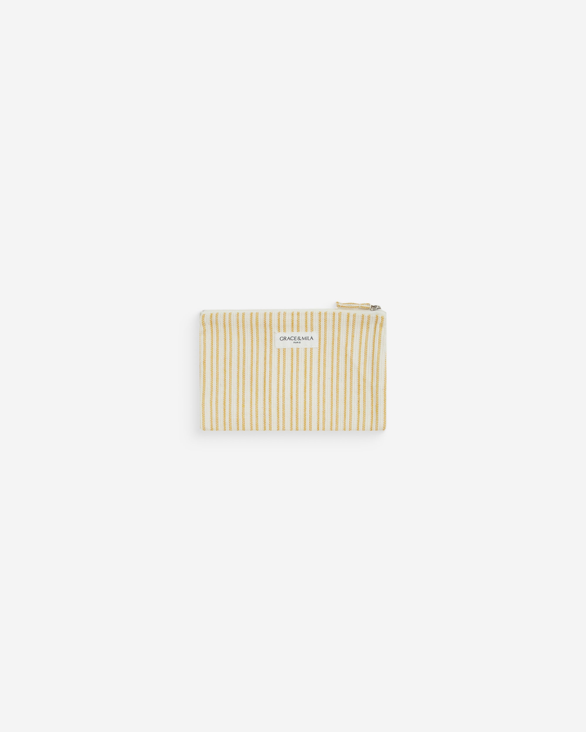 Pochette zippée en coton rayée jaune Wilene