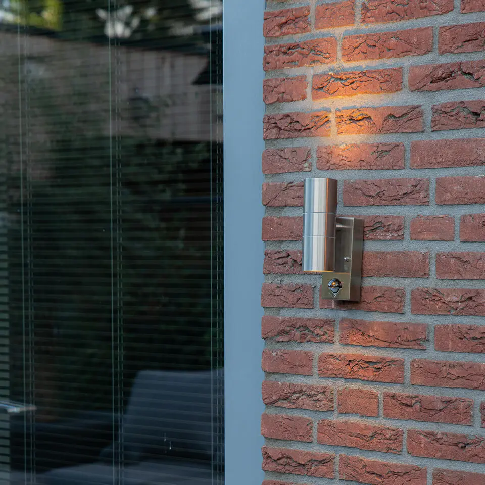 Qazqa wandlamp met bewegingssensor duo zilverkleurig gu10