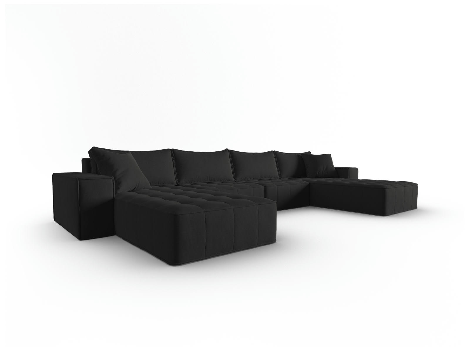 MIKE - Canapé panoramique modulable 6 places en tissu structurel noir