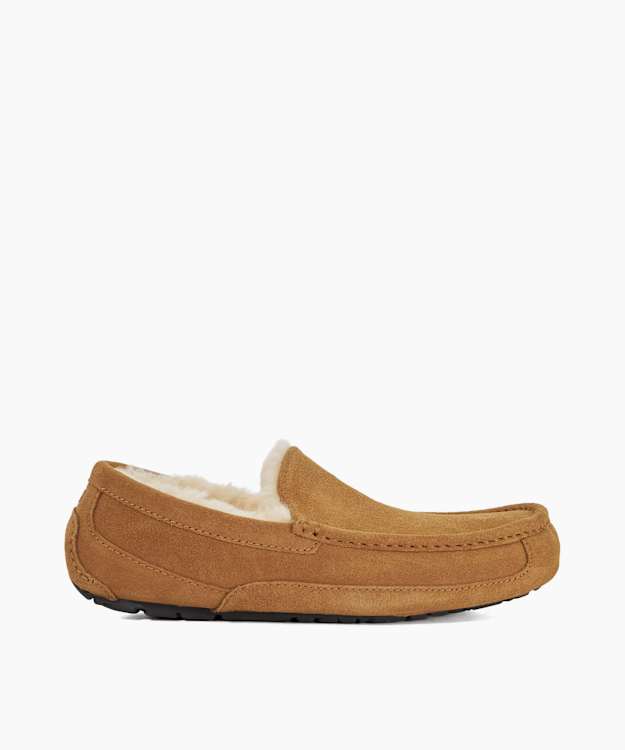 M Ascot Brown - Wool-Lined Suede Slippers