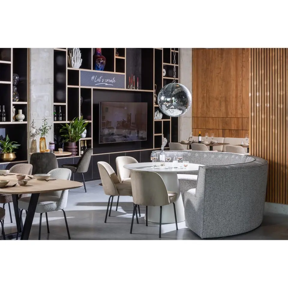 WOOOD Europa 4-Zits Eetbank - Polyester - Zand - 85x372x93