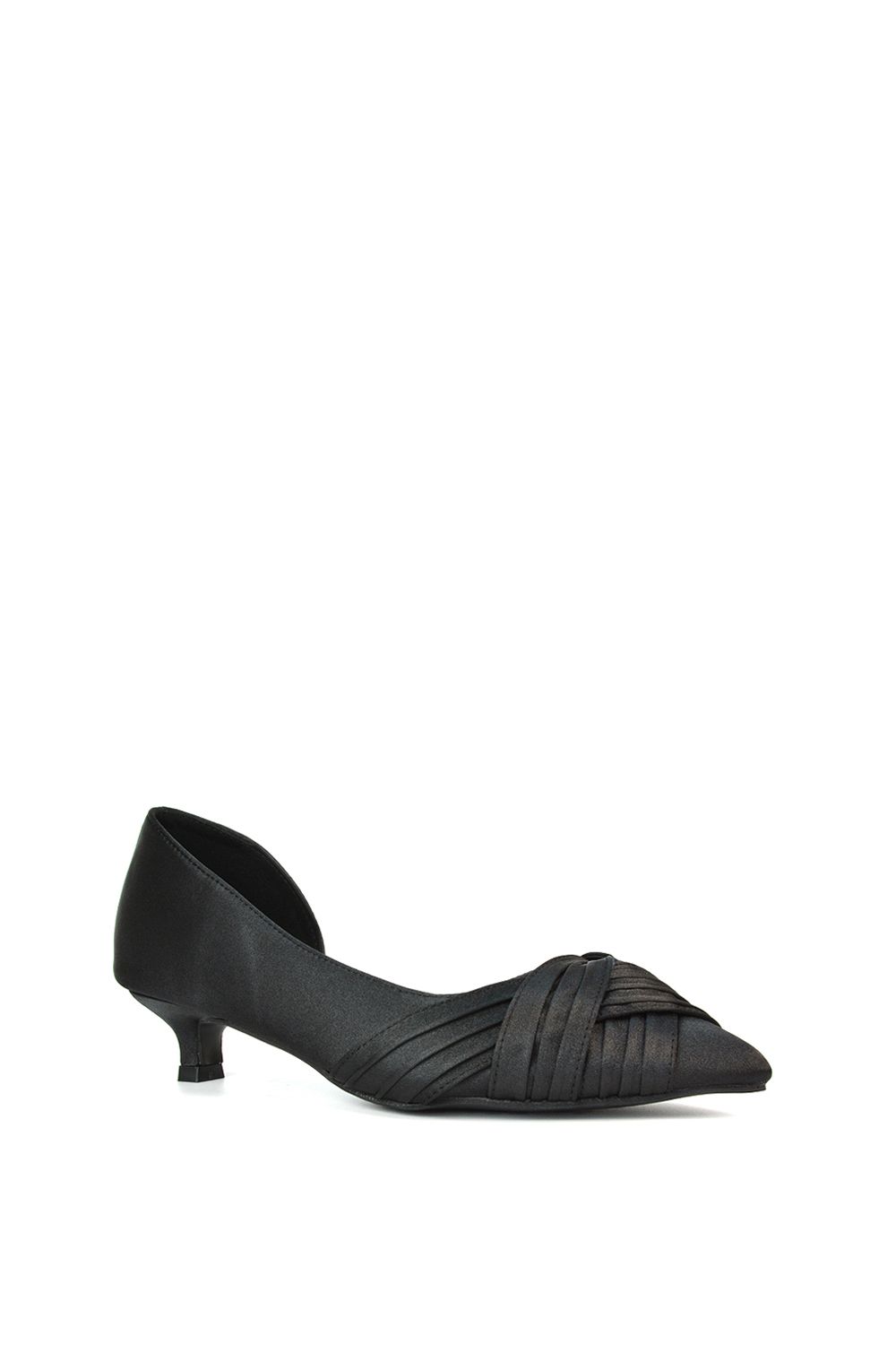 XY London Freya' Pointed Toe Kitten Low Heel Classic Bridal Shoe Pumps