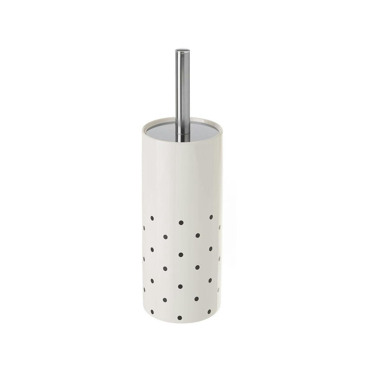 - Brosse WC céramique blanc et pois noirs