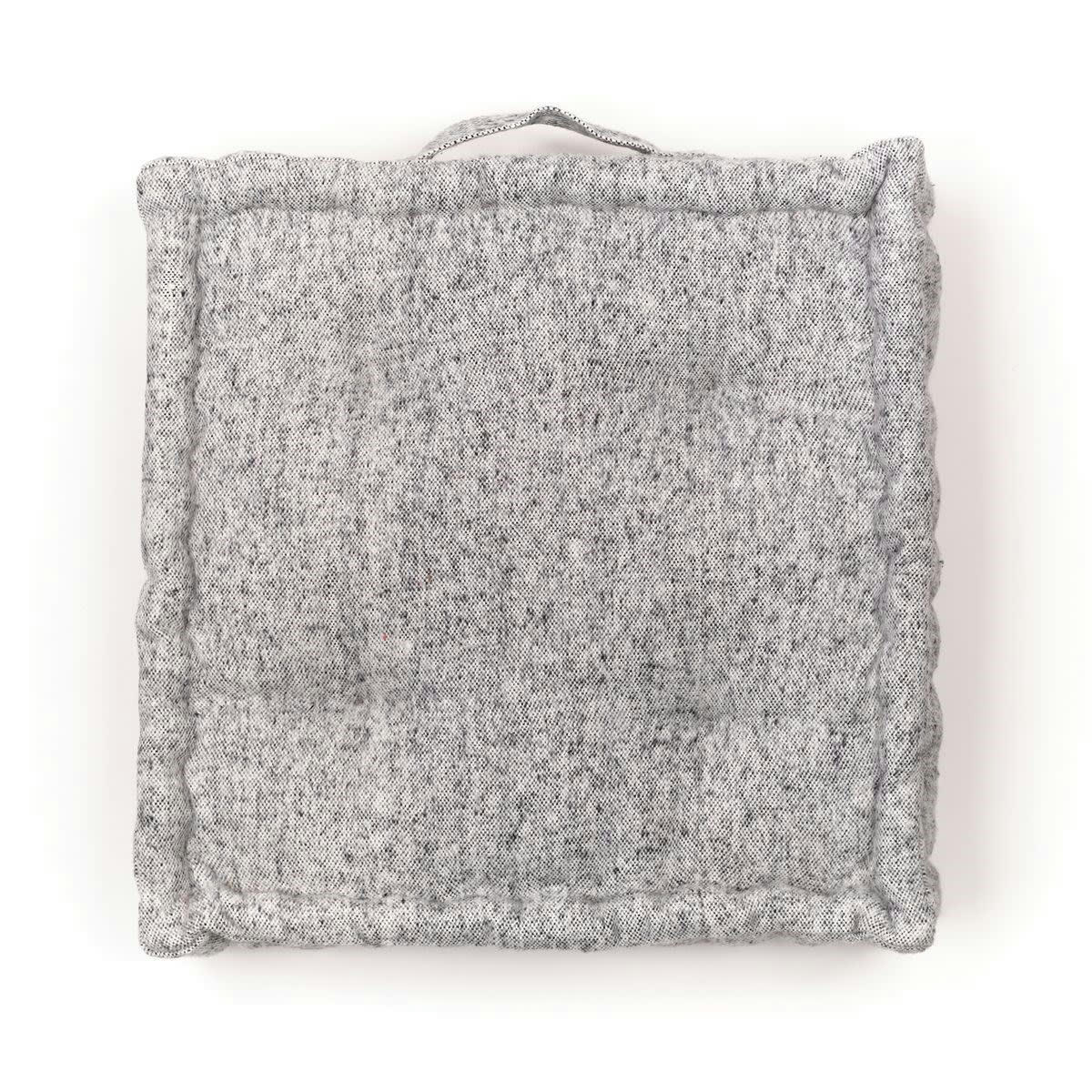 MOUNTAIN - Coussin de sol carré en coton gris clair 45x45x12