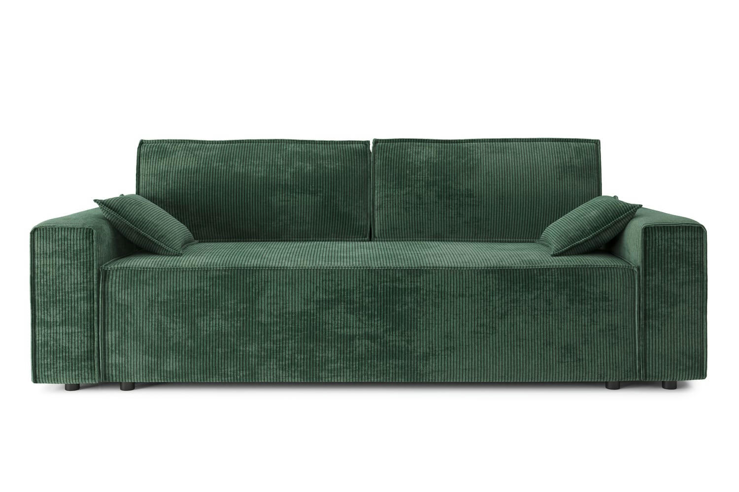 MARIUS - Canapé droit convertible en velours côtelé 3 places vert
