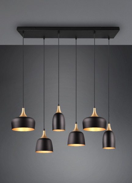 Lampa wisząca czarna CHIRAZ 6xE27x25W wym: 150x90,5x32,5 cm Trio