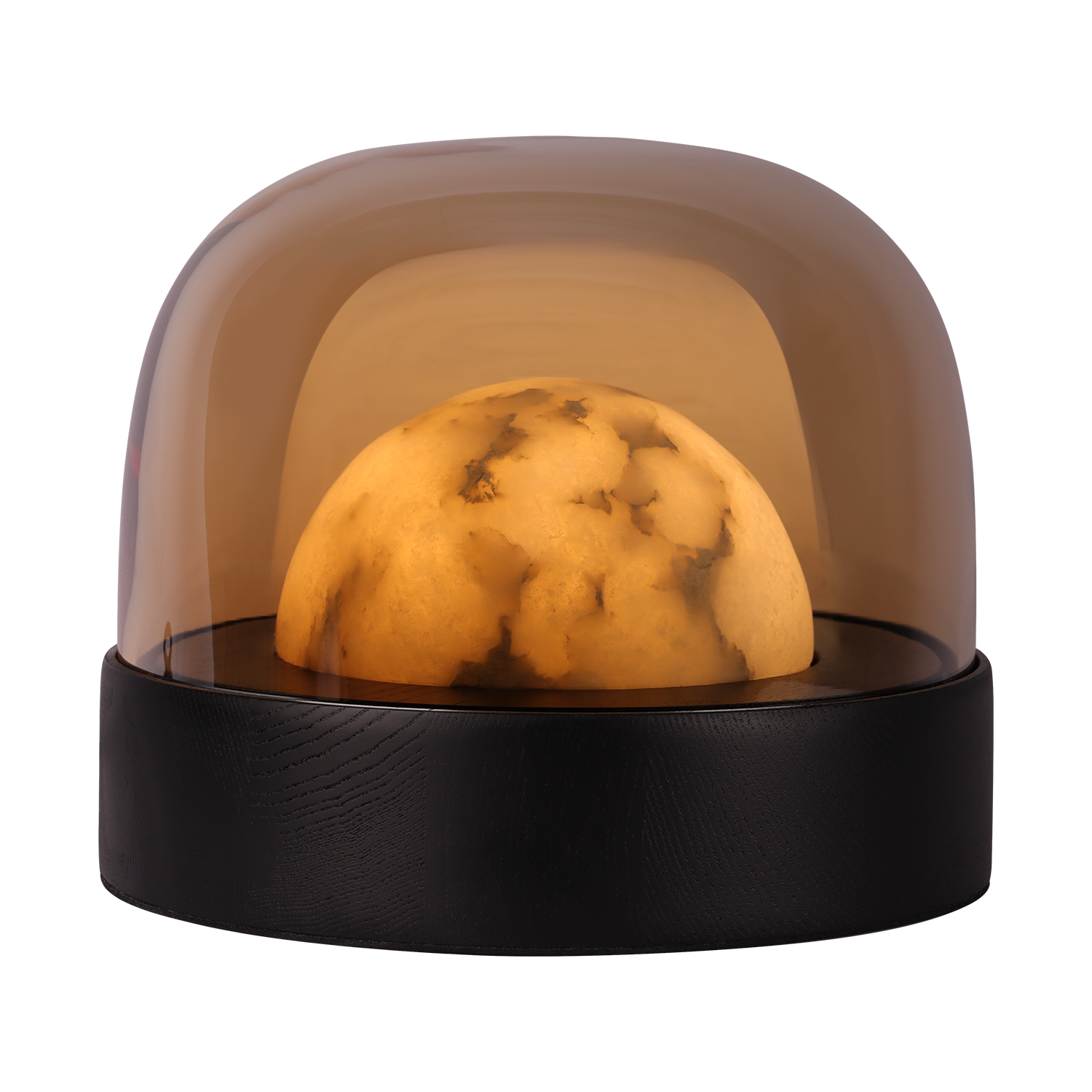 Atmooz Ottawa tafellamp - Ø25 cm rookglas & eikenfineer - LED dimbaar