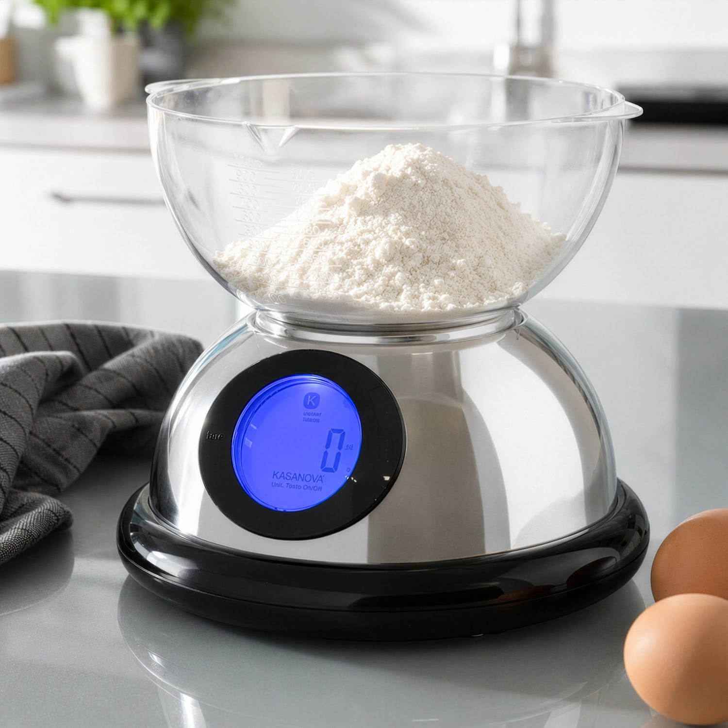 Bilancia da cucina digitale nera con ciotola Luca Trazzi