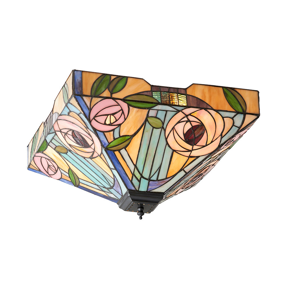 Plafon WILLOW róże brązowy 2xE27x20W wym:23,5x42,5x42,5cm IP20 Tiffany