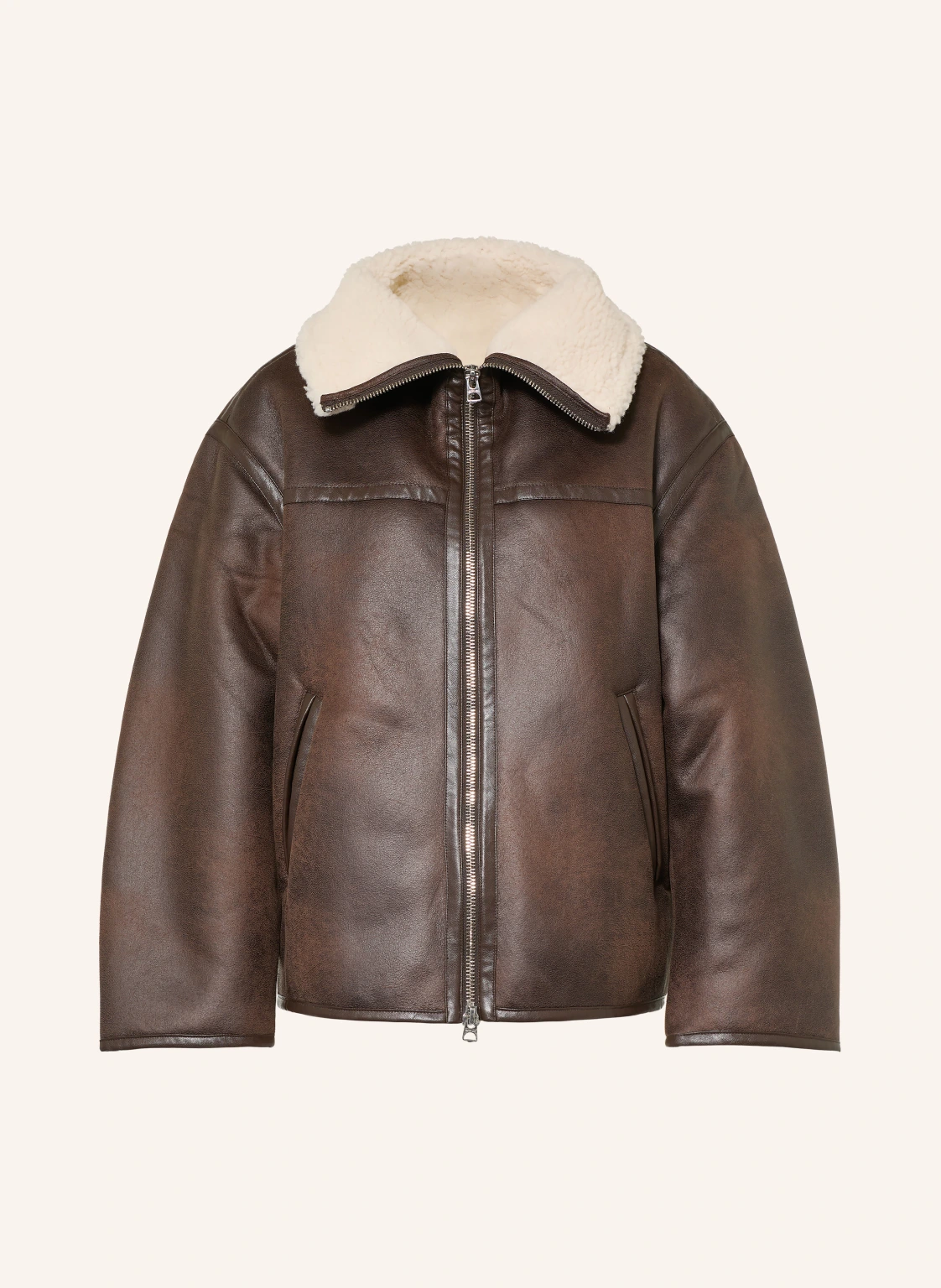 REPLAY Jacke in Lederoptik mit Teddyfell
