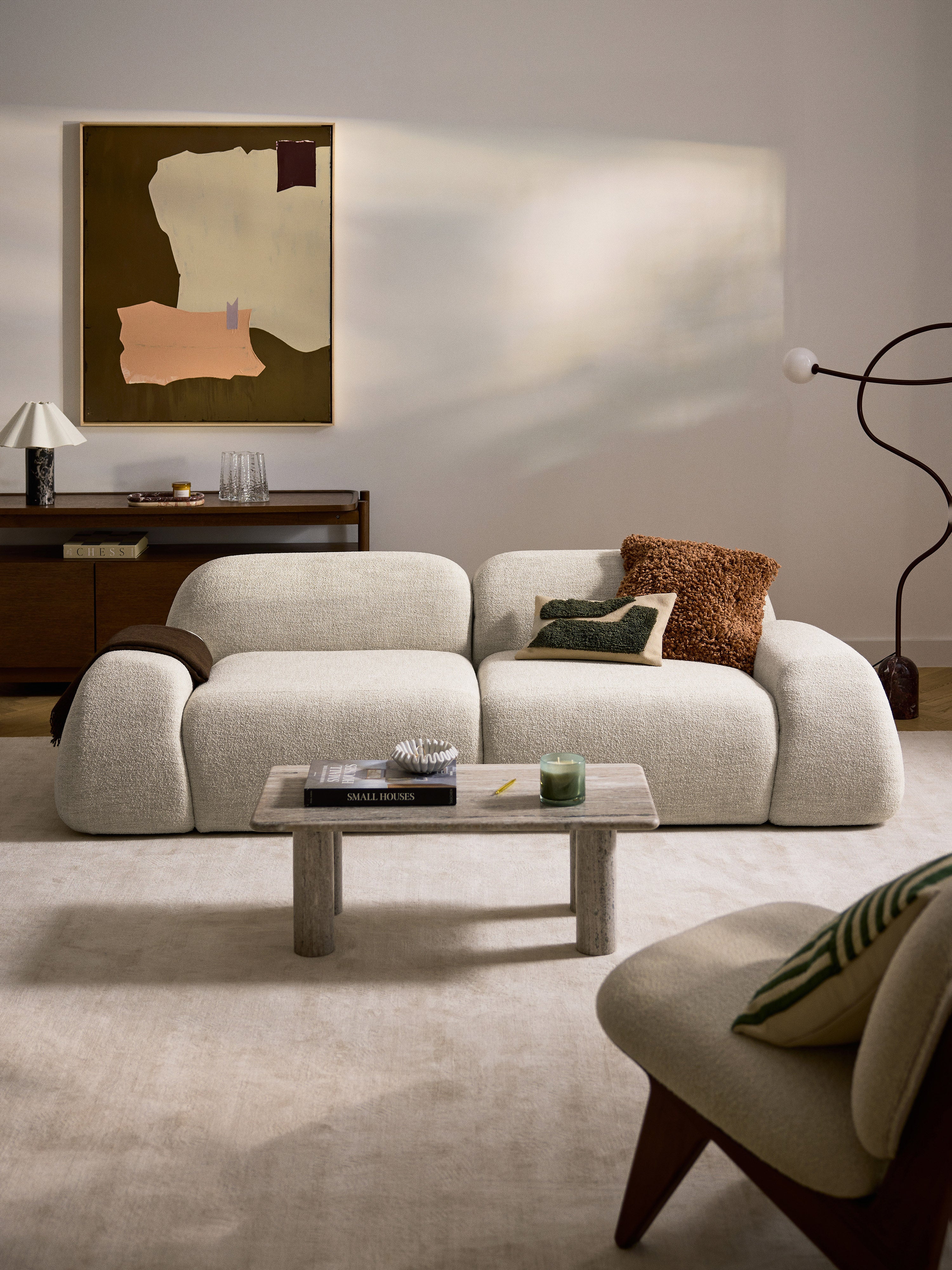 Modulares Bouclé-Sofa Wolke (3-Sitzer)
