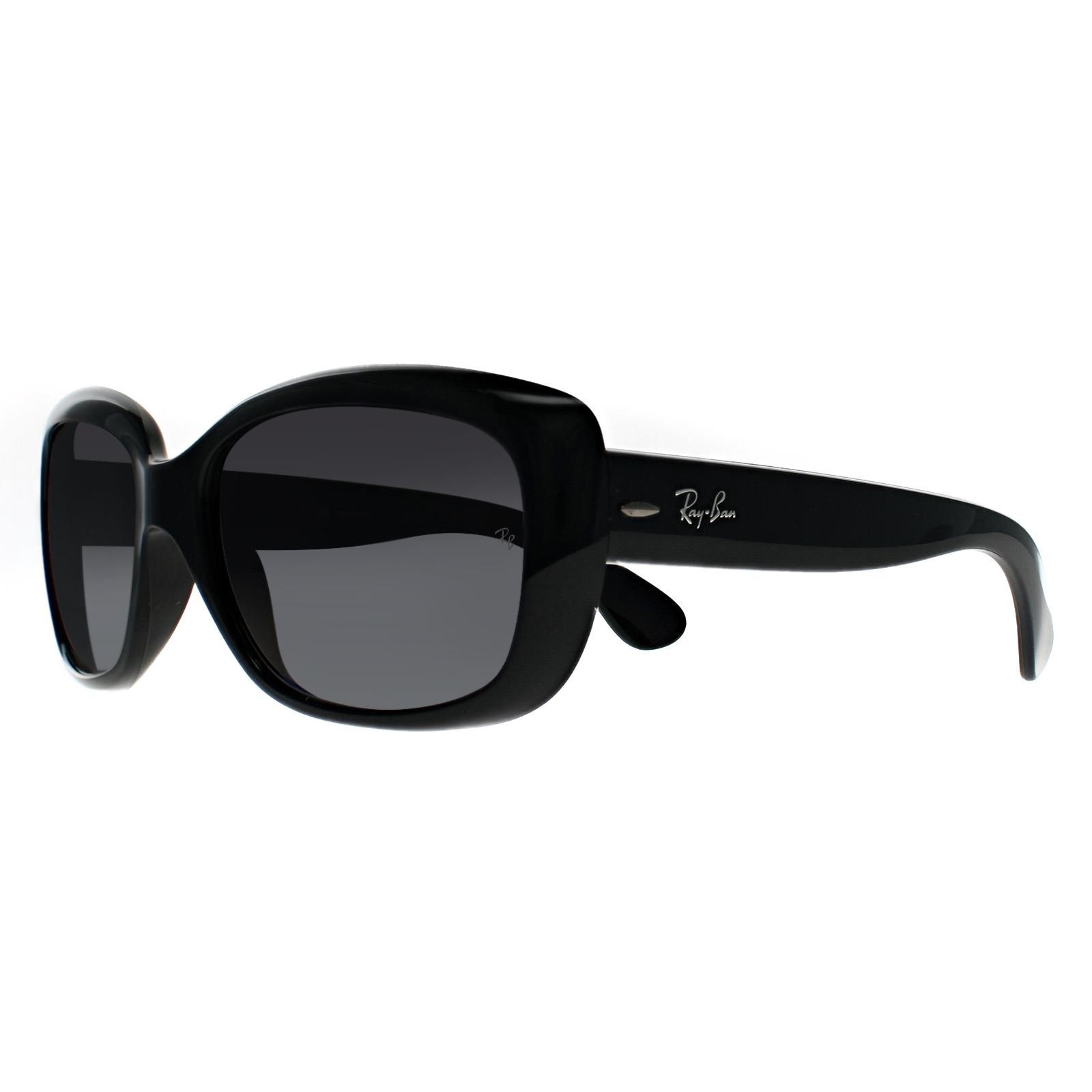 Ray-Ban Oval Shiny Black Grey Gradient Polarized Sunglasses
