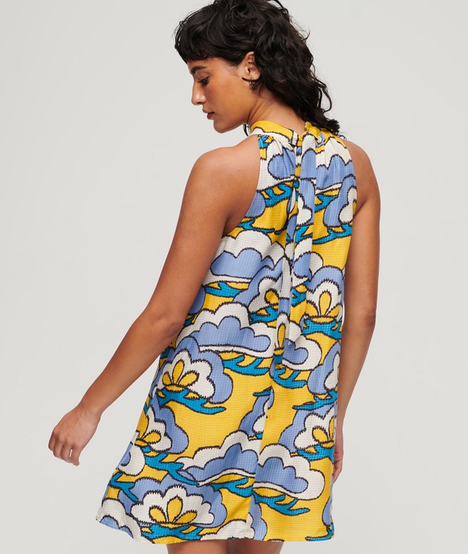 High Neck Sleeveless Mini Dress