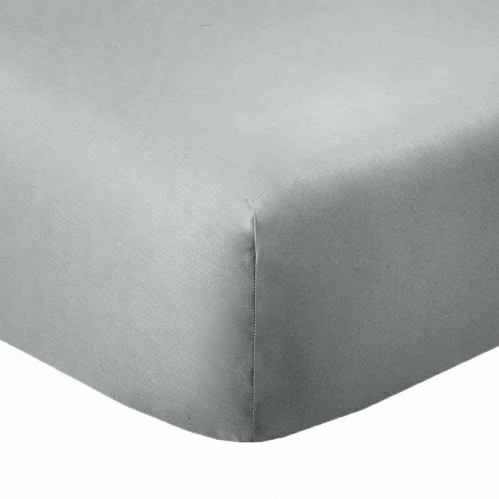 - Drap housse 2 places coton gris argent 200x200 cm