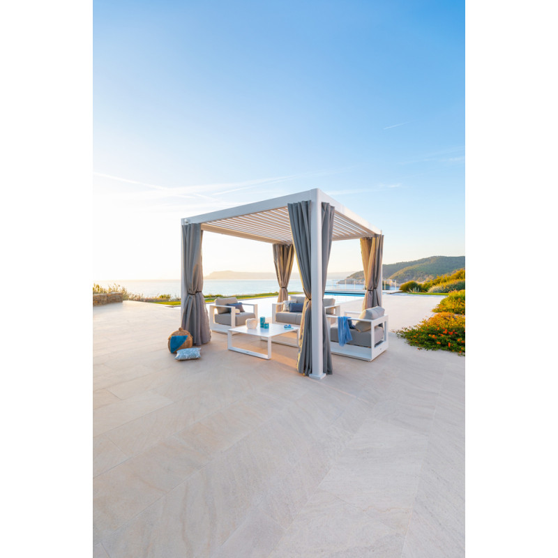 Pergola bioclimatique Evora en aluminium blanche 3,6 x 3,6 x 2,5 m