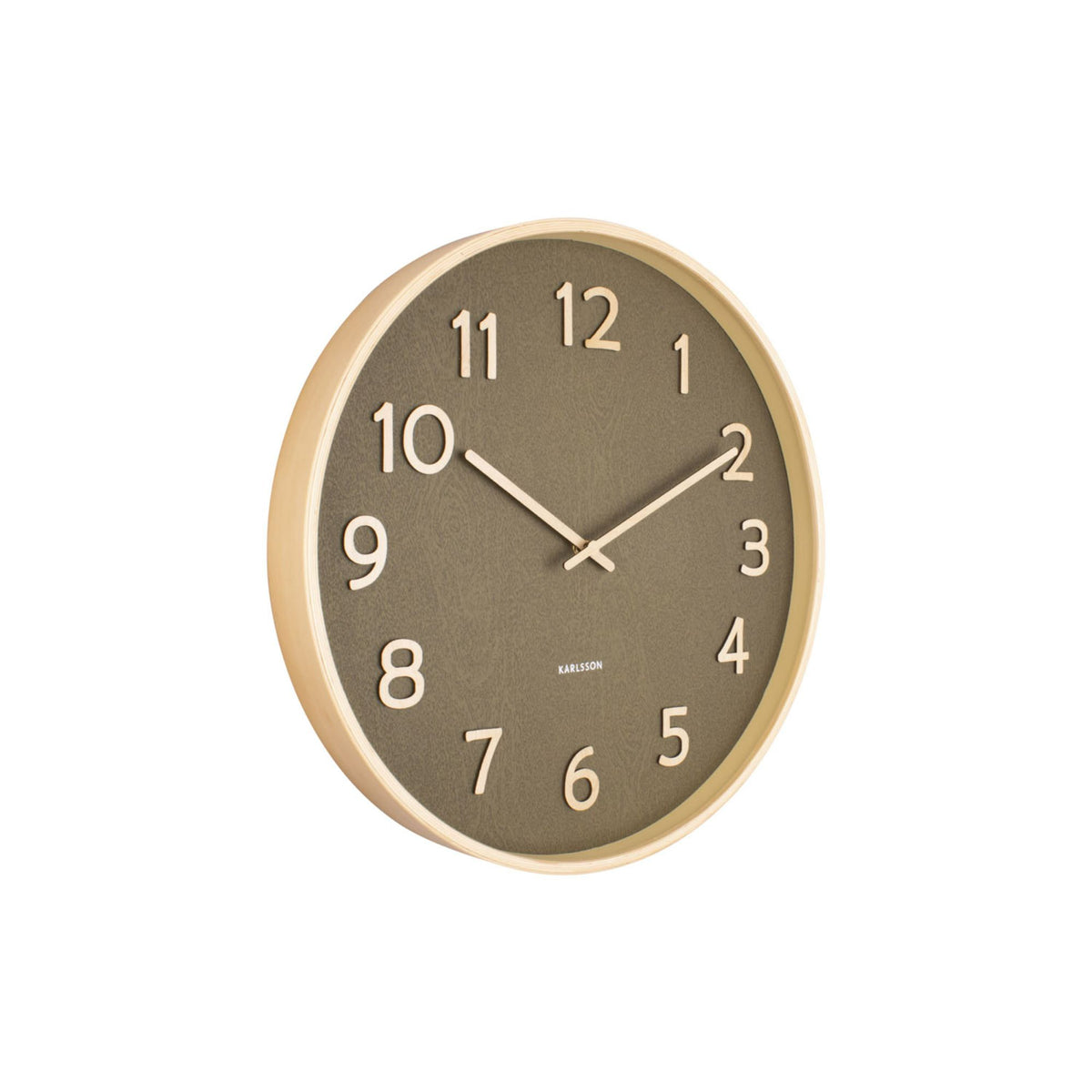 Karlsson wandklok Pure Wood - groen - Ø40cm
