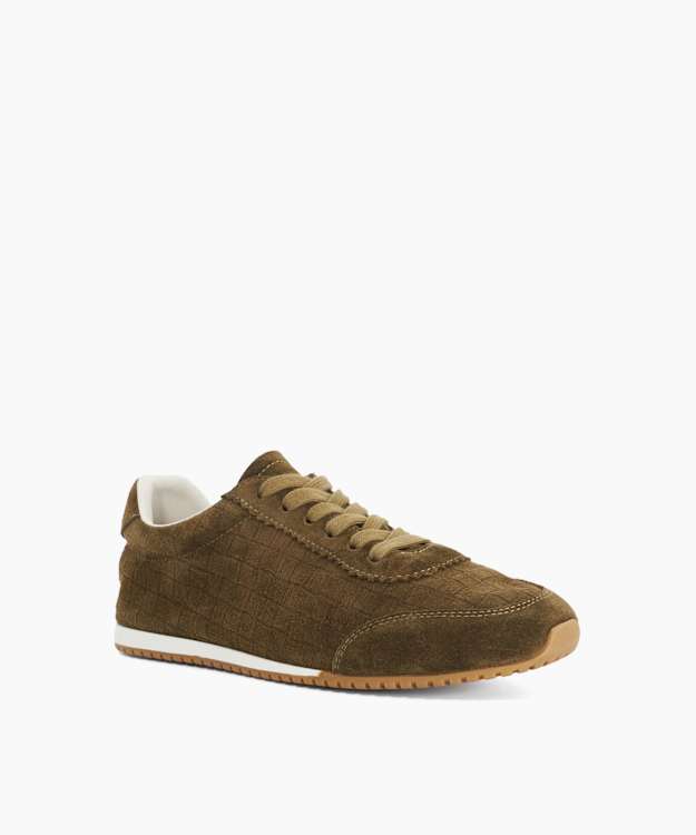 Elora Khaki - Suede Embossed Trainers
