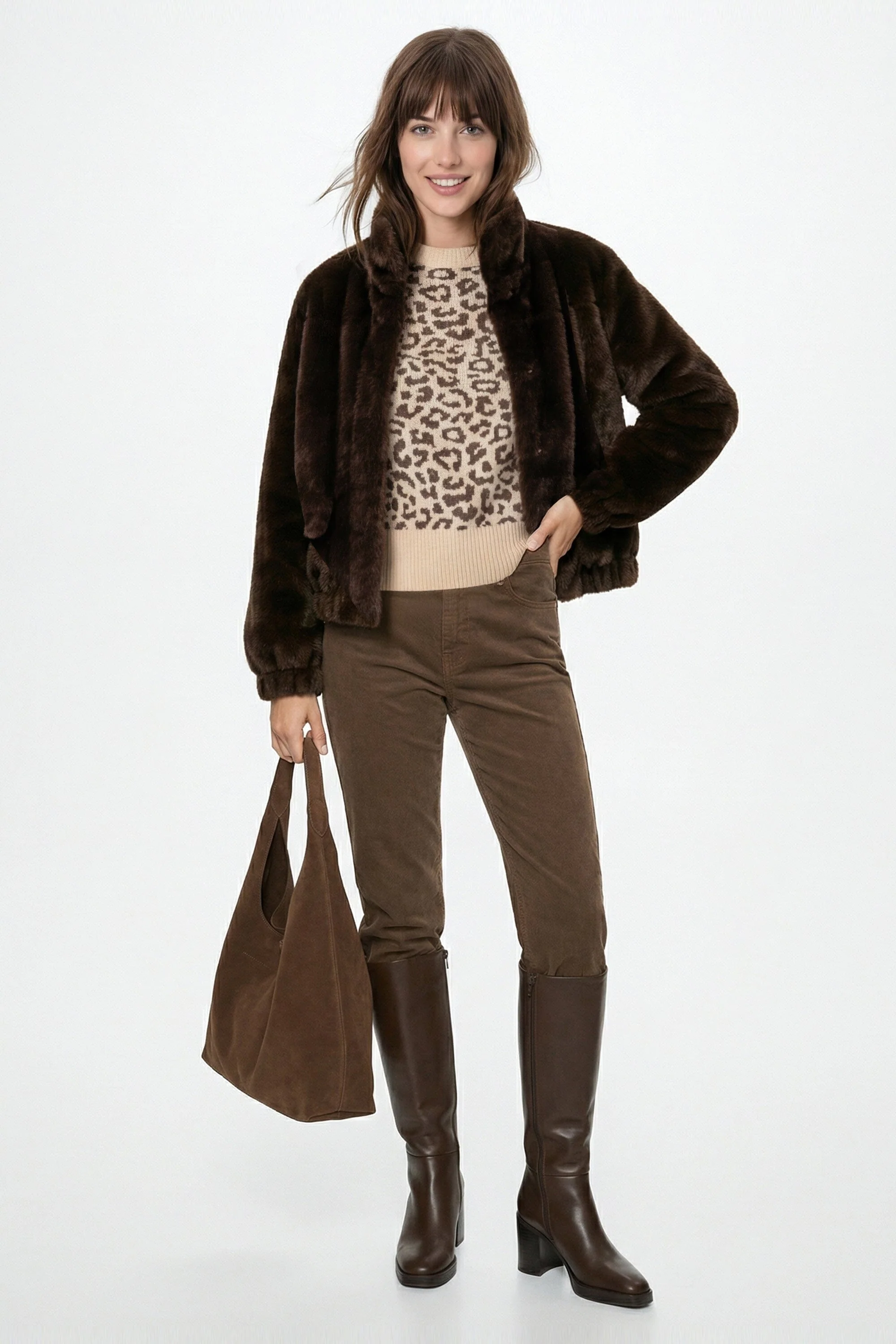 BLOUSON FAUX FUR - MARINA - CHOCO