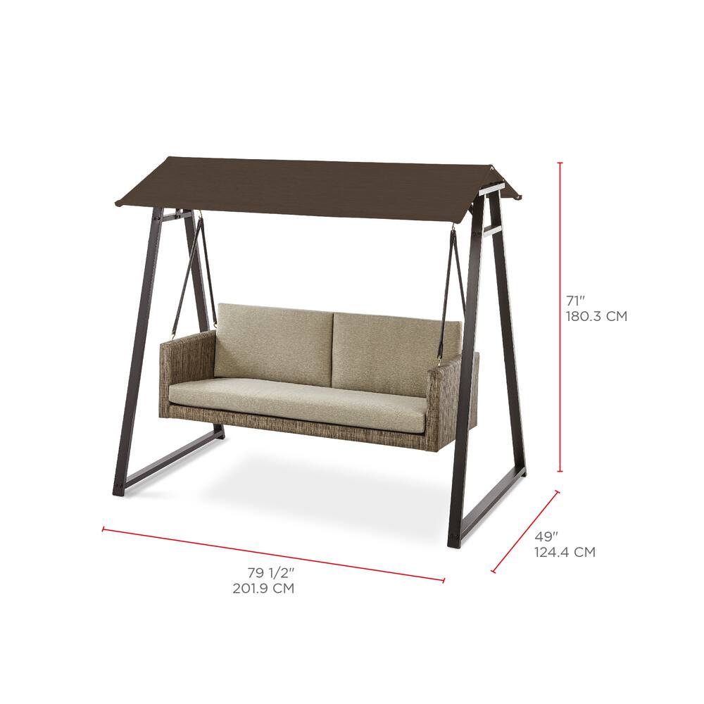 CANVAS Highfield UV Protected Outdoor/Patio 3-Seater Swing w/Canopy & Cushions, Taupe