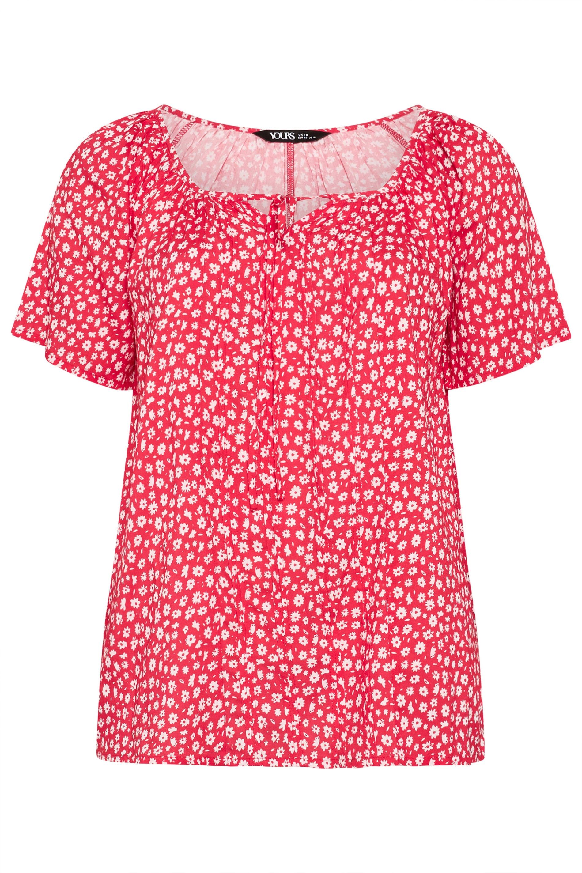 Yours Floral Short Sleeve Pintuck Blouse