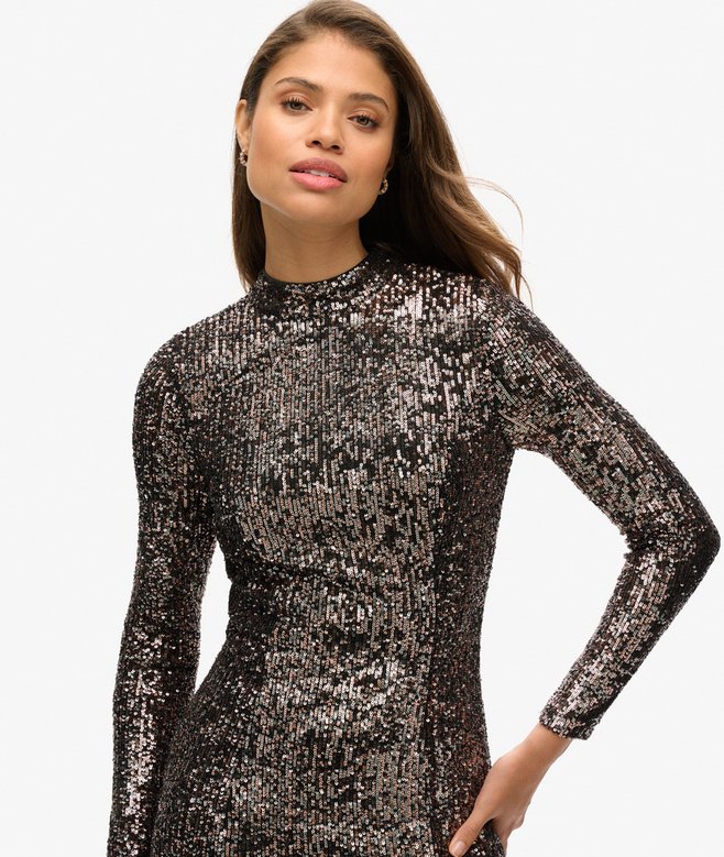 Backless Sequin Midi Dress
