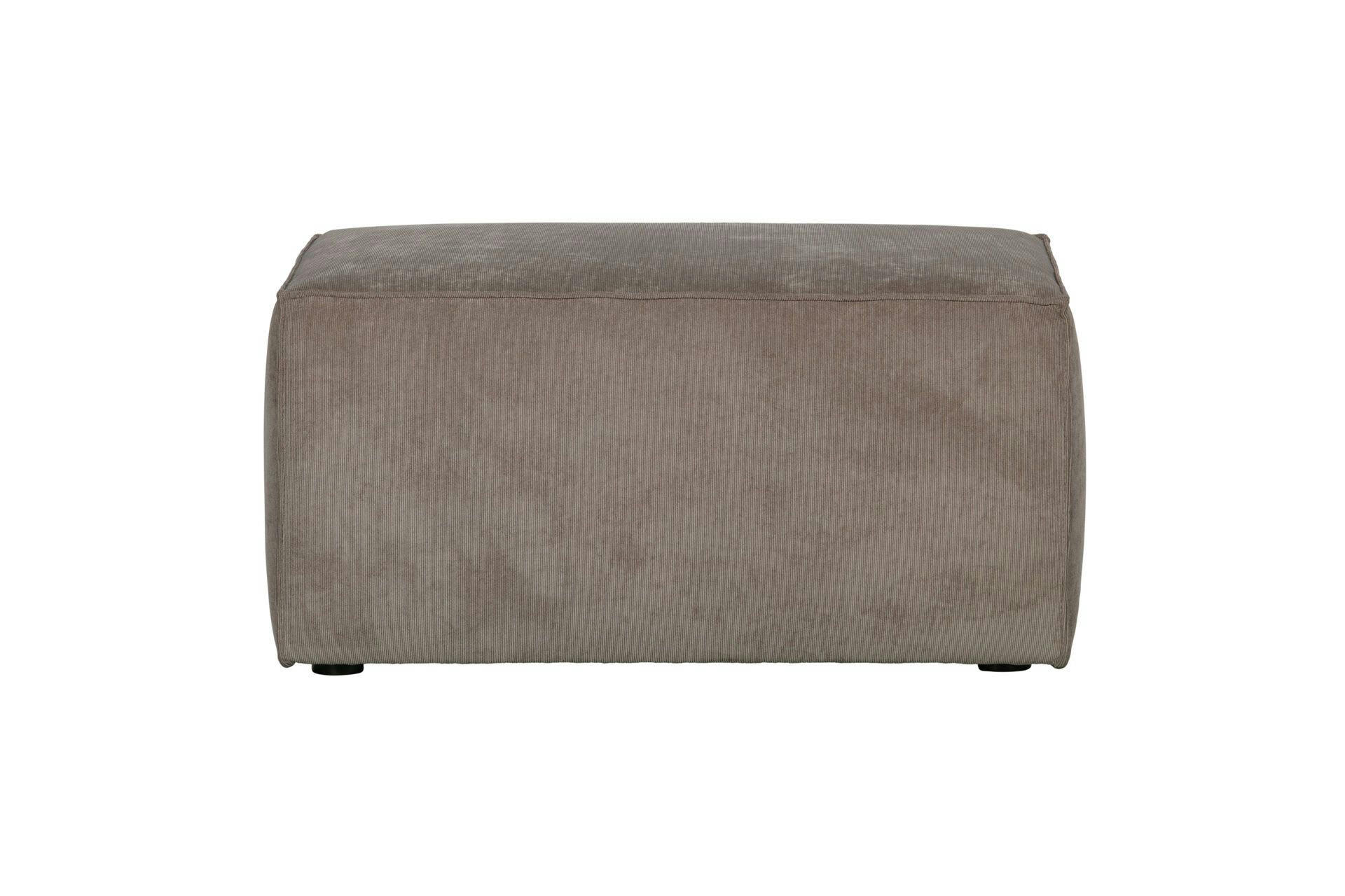 LOFTY - Canapé d'angle 3 places avec pouf en tissu marron